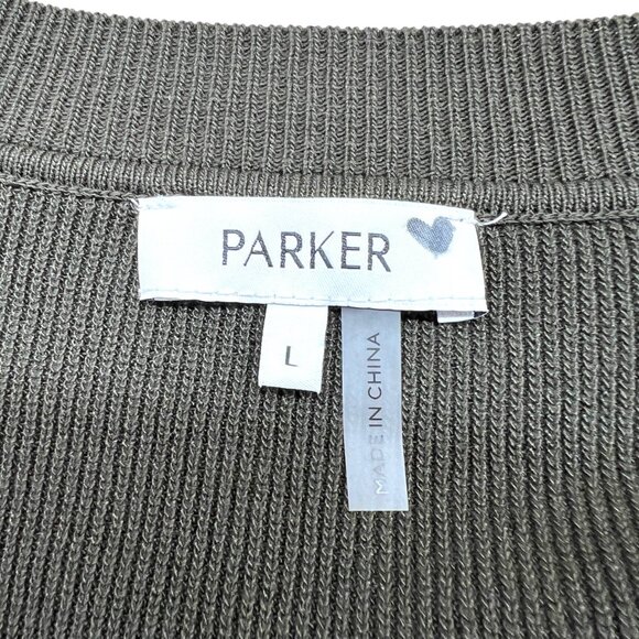Parker Cargo Pocket V-Neck Sweater Olive Green Size Large - Picture 8 of 10